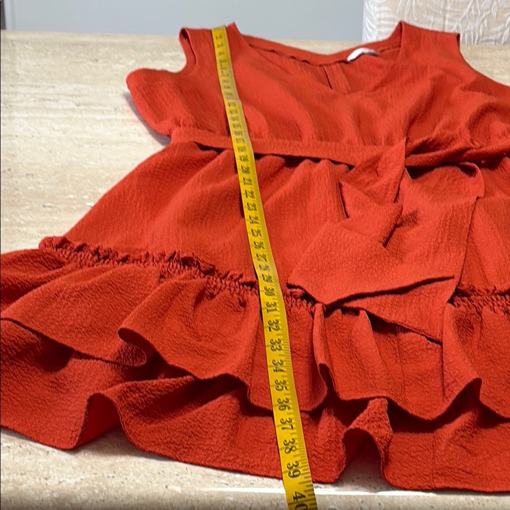 NWOT Calvin Klein Collection Orange Ruched Ruffled Mini Dress - Picture 8 of 14